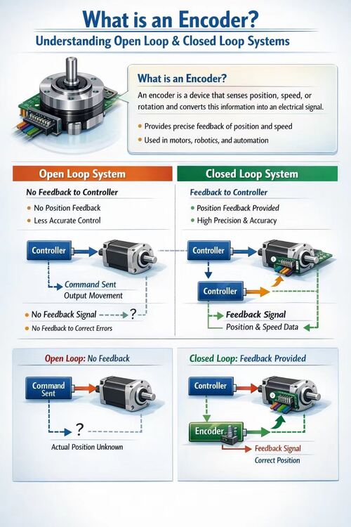 Blog perusahaan terbaru tentang Apa itu encoder? Apa fungsinya? Bagaimana kontrol open-loop dan closed-loop harus dipahami?