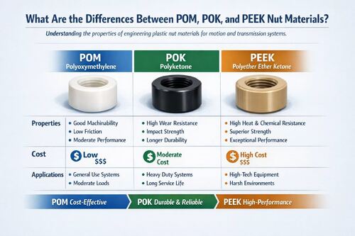 Blog perusahaan terbaru tentang Bahan Mur yang Harus Saya Pilih: POM, POK, atau PEEK