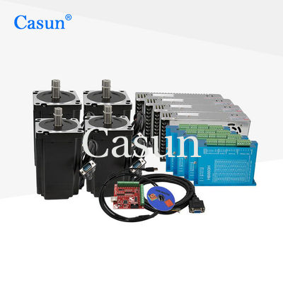Harga bagus 5A NEMA 34 Closed Loop Stepper Motor Kit 4 Motor 4 Driver 4 Power Supply 1 Mach3 On line
